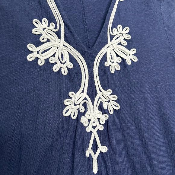 Lilly Pulitzer Women’s Navy Blue Embroidered V Neck Pullover Dress Hoodie Size L - Picture 4 of 13